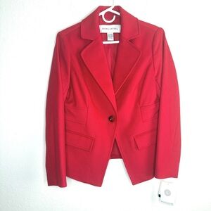 NWT Doncaster Womens Vibrant Red Suit Blazer Cashmere Wool Blend Size 12P